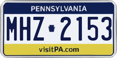PA license plate MHZ2153