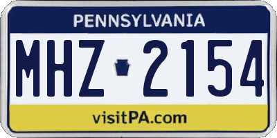 PA license plate MHZ2154