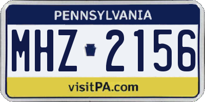 PA license plate MHZ2156