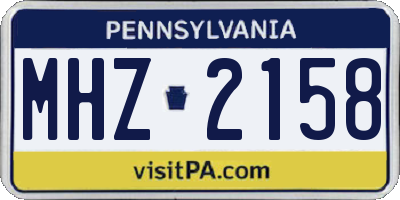 PA license plate MHZ2158