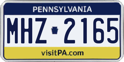 PA license plate MHZ2165