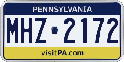 PA license plate MHZ2172
