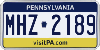 PA license plate MHZ2189