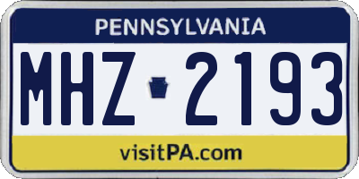 PA license plate MHZ2193