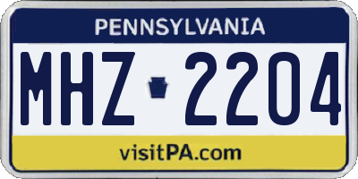 PA license plate MHZ2204