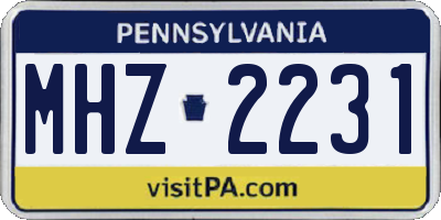 PA license plate MHZ2231