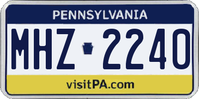 PA license plate MHZ2240