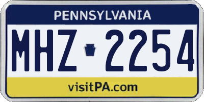 PA license plate MHZ2254