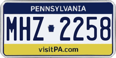 PA license plate MHZ2258