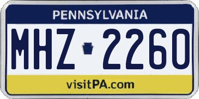 PA license plate MHZ2260