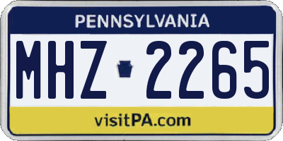 PA license plate MHZ2265