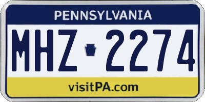 PA license plate MHZ2274