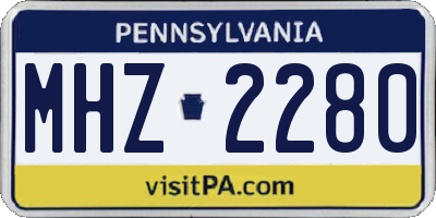 PA license plate MHZ2280