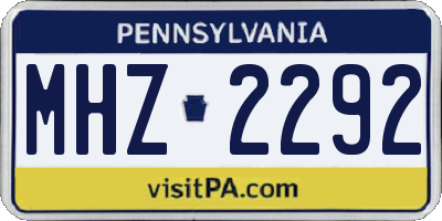 PA license plate MHZ2292
