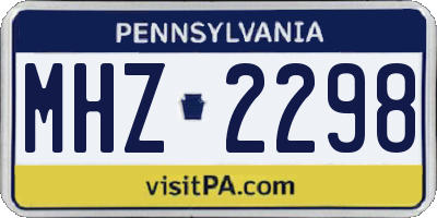 PA license plate MHZ2298