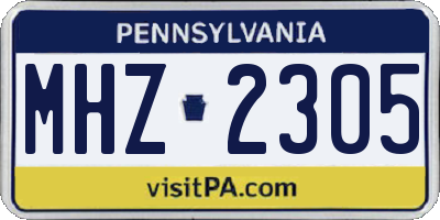 PA license plate MHZ2305