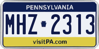 PA license plate MHZ2313