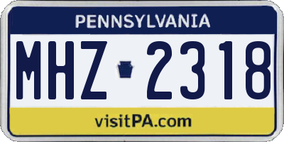 PA license plate MHZ2318