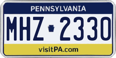 PA license plate MHZ2330