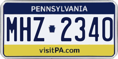 PA license plate MHZ2340