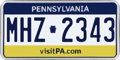 PA license plate MHZ2343