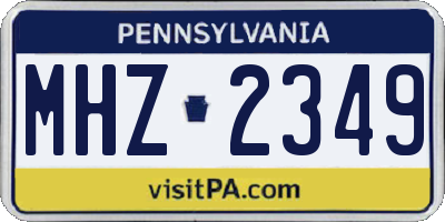 PA license plate MHZ2349