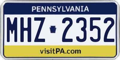 PA license plate MHZ2352