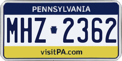 PA license plate MHZ2362