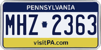 PA license plate MHZ2363