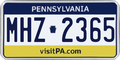 PA license plate MHZ2365