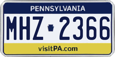 PA license plate MHZ2366