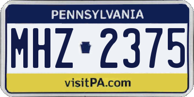 PA license plate MHZ2375