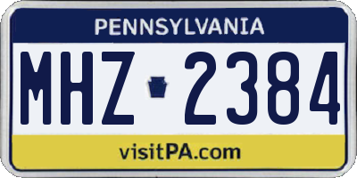PA license plate MHZ2384