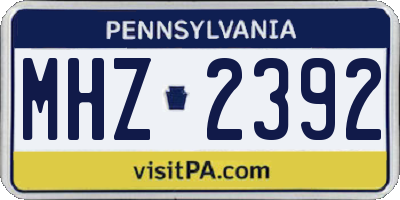 PA license plate MHZ2392