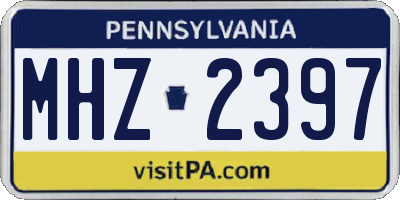 PA license plate MHZ2397