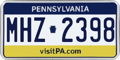 PA license plate MHZ2398