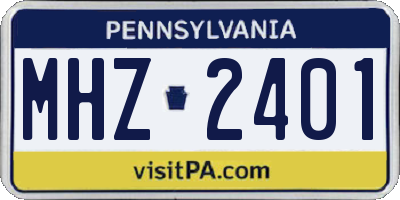 PA license plate MHZ2401