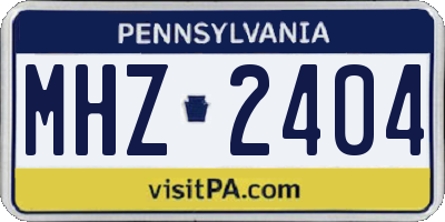 PA license plate MHZ2404