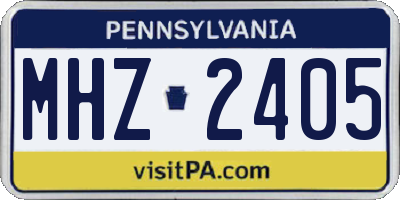 PA license plate MHZ2405