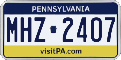 PA license plate MHZ2407