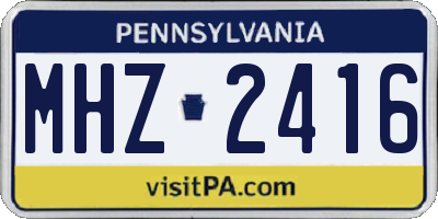 PA license plate MHZ2416