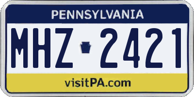PA license plate MHZ2421