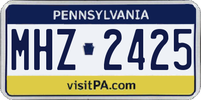 PA license plate MHZ2425