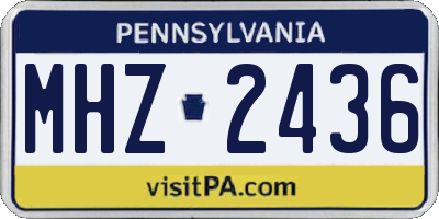 PA license plate MHZ2436