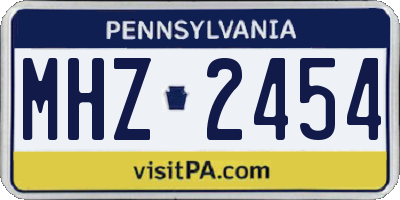 PA license plate MHZ2454