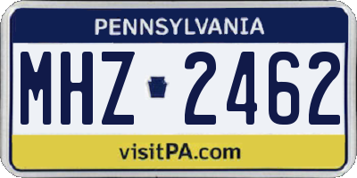 PA license plate MHZ2462