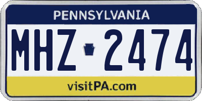 PA license plate MHZ2474