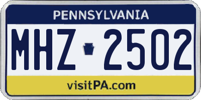 PA license plate MHZ2502