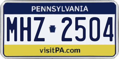 PA license plate MHZ2504