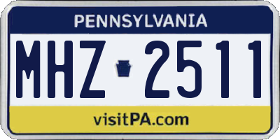 PA license plate MHZ2511